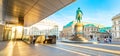 Vienna old town, statue of Archduke Albrecht and State Opera house on a background Royalty Free Stock Photo