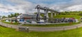 A panorama view across the Falkirk Wheel in Scotland