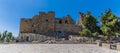 A panorama view across the front of the restored Ajloun Castle, Jordan Royalty Free Stock Photo