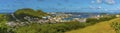 A panorama view across Philipsburg, St Maarten from the hills above the city