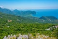 Panorama view of Adriatic coast and Buljarica beach in montenegr