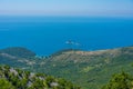 Panorama view of Adriatic coast and Buljarica beach in montenegr