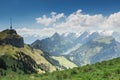 Panorama view of Alpstein mountain with lake of Ebenalp. Appenzell, Switzerland Royalty Free Stock Photo