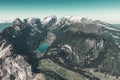 Panorama view of Alpstein mountain with lake of Seealp. Canton o Royalty Free Stock Photo