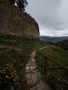 Panorama of ancient citadel city walls ruins Kuelap andes cloud archaeology pre-inca fortification Amazonas Peru Royalty Free Stock Photo