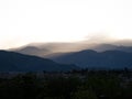 Panorama view of Andes mountain layers silhouette at Tatacoa Desert in Villavieja Neiva Huila Colombia South America Royalty Free Stock Photo