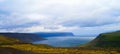 Panorama view of Arnarfjordur, Western fjords Iceland Royalty Free Stock Photo