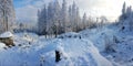 Panorama view around the egge tower at the velmerstot near silver river valley Royalty Free Stock Photo