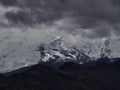 Panorama view of Ausangate mountain range white glacier ice snow from Palccoyo Rainbow Mountain Cuzco Peru South America Royalty Free Stock Photo