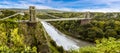 A panorama view of the Avon Gorge and the Clifton Suspension bridge that spans it from Sion Hill