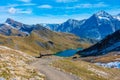 Panorama view of Bachsee in Swiss Alps Royalty Free Stock Photo