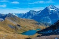 Panorama view of Bachsee in Swiss Alps Royalty Free Stock Photo