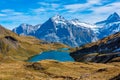 Panorama view of Bachsee in Swiss Alps Royalty Free Stock Photo
