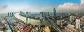 Panorama view of Bangkok city with Chaopraya river Royalty Free Stock Photo