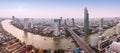 Panorama view of Bangkok city with Chaopraya river Royalty Free Stock Photo