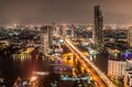 Panorama view of Bangkok city with Chaopraya river Royalty Free Stock Photo