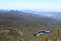 Panorama view of Bavarian Forest and lake Kleiner Arbersee seen from mountain GroÃer Arber, Germany