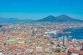 Panorama view of the bay of Naples dominated by the Vesuvius vol