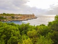 Panorama view on bay and Torre den Beu Cala Figuera Royalty Free Stock Photo