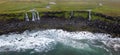 panorama view of the beach and coastal cliffs with waterfalls between Arnarstapi and Budir on the Snaefellsnes Peninsula Royalty Free Stock Photo