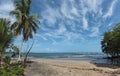 Panorama view of a beach with palm trees south of Puerto Viejo de Talamanca, Costa Rica Royalty Free Stock Photo