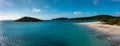 Panorama view of beauitful white sand Turredda beach on the south coast of Sardinia