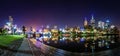 Panorama view of a beautiful a view across the Yarra river atthe landmark of Melbourne downtown