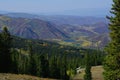 Panorama view of beautiful fall color forest and mountains landscape in Aspen Royalty Free Stock Photo