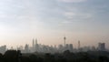 Panorama view of beautiful kuala lumpur cityscape skyline in the hazy or foggy morning enviroment Royalty Free Stock Photo