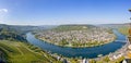 Panorama view of the bend in the Moselle river at Traben Trarbach, Germany Royalty Free Stock Photo