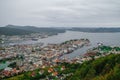 Panorama view on Bergen and harbor from the mountain top Royalty Free Stock Photo