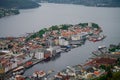 Panorama view on Bergen and harbor from the mountain top Royalty Free Stock Photo