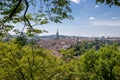 Panorama view of Bern old town between maple trees, Switzerland Royalty Free Stock Photo