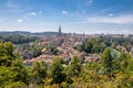 Panorama view of Bern old town between maple trees, Switzerland Royalty Free Stock Photo