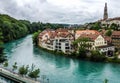 Panorama view of Berne old town from mountain top in rose garden, rosengarten, Berne Canton, Capital of Switzerland, Europe