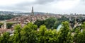 Panorama view of Berne old town from mountain top in rose garden, rosengarten, Berne Canton, Capital of Switzerland, Europe