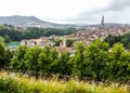 Panorama view of Berne old town from mountain top in rose garden, rosengarten, Berne Canton, Capital of Switzerland, Europe