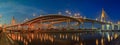 panorama view of bhumiphol bridge important landmark and transport,traffic construction bridge crossing chaopraya river in