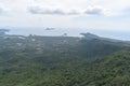 Panorama view from a big rock over Krabi at the jungle hiking trail to dragon crest in Khao Ngon Nak in Krabi, Thailand, Asia