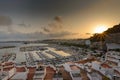 Panorama view of Blanes city at sunset, Costa Brava, Spain Royalty Free Stock Photo