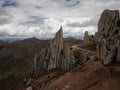 Panorama view of Bosque de Piedras stone forest rock formation landscape at Palccoyo rainbow mountain Cuzco Peru