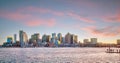 Panorama view of Boston skyline with skyscrapers at twilight in Royalty Free Stock Photo