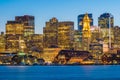 Panorama view of Boston skyline with skyscrapers at twilight in Royalty Free Stock Photo