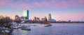 Panorama view of Boston skyline with skyscrapers at twilight in Royalty Free Stock Photo