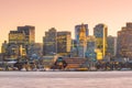 Panorama view of Boston skyline with skyscrapers at twilight in Royalty Free Stock Photo