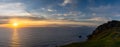 Panorama view of the Bray Head cliffs and headland on Valentia Island at sunset Royalty Free Stock Photo