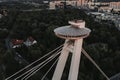 Panorama view of bridge SNP in Bratislava, Slovakia Royalty Free Stock Photo