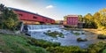 Panorama View of the Bridgeton Mill and Covered Bridge Royalty Free Stock Photo