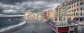 Panorama view of Camogli waterfront in winter