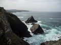 Panorama view of cape Punta de o Brual atlantic ocean cliff coast San Xiao Vilarrube Valdovino A Coruna Galicia Spain